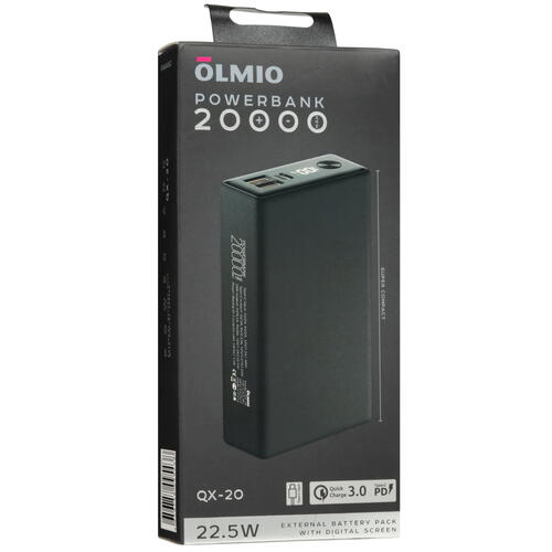 Купить Портативный аккумулятор Olmio QX-20 черный  5466476. Характеристики, отзывы и цены в Донецке