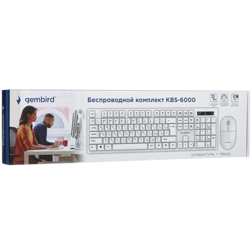 Купить Клавиатура+мышь беспроводная   Gembird KBS-6000-W белый  9179870. Характеристики, отзывы и цены в Донецке