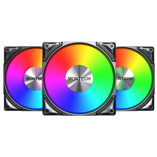 Купить Комплект вентиляторов Montech METAL PRO 12 ARGB PWM [MPAB3P] черный  5620667. Характеристики, отзывы и цены в Донецке