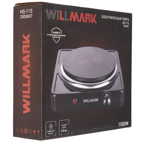 Купить Плита компактная электрическая Willmark HS-115 черный  8196294. Характеристики, отзывы и цены в Донецке