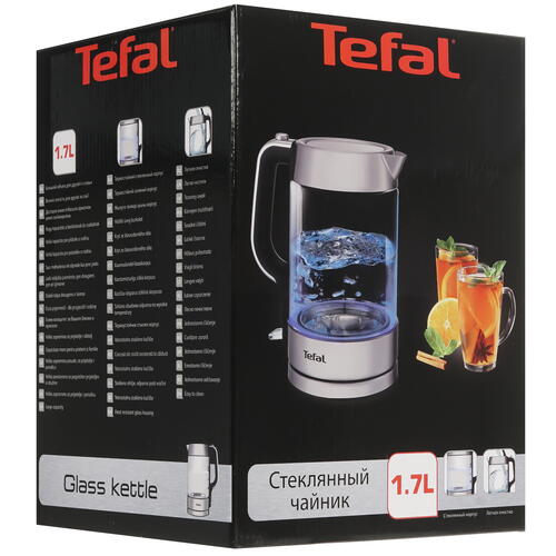 Купить Электрочайник Tefal Glass Kettle KI770D30 серебристый  9071491. Характеристики, отзывы и цены в Донецке
