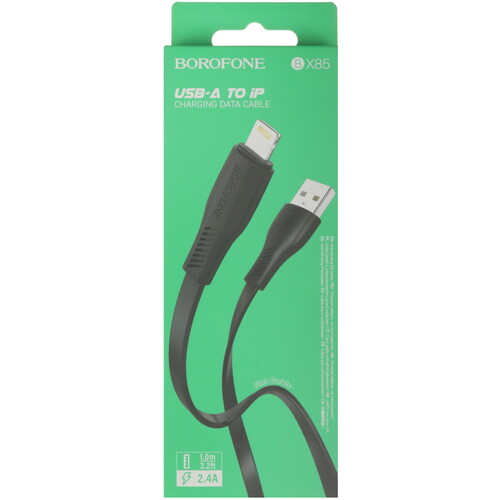 Купить Кабель плоский Borofone Lightning 8-pin - USB 2.0 Type-A черный 1 м  5475107. Характеристики, отзывы и цены в Донецке