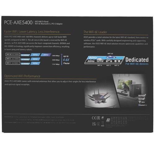 Купить Wi-Fi адаптер + Bluetooth ASUS PCE-AXE5400  5098286. Характеристики, отзывы и цены в Донецке