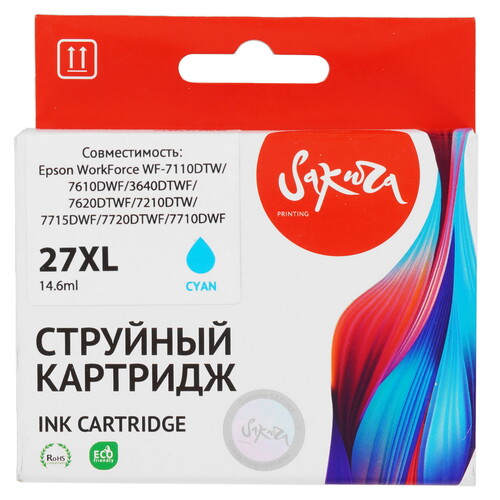Купить Картридж Sakura C13T27124022 (27XL Cyan) голубой  9159316. Характеристики, отзывы и цены в Донецке