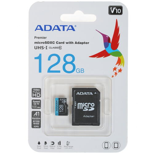 Купить Карта памяти ADATA Premier microSDXC 128 ГБ [AUSDX128GUICL10A1-RA1]  1315779. Характеристики, отзывы и цены в Донецке