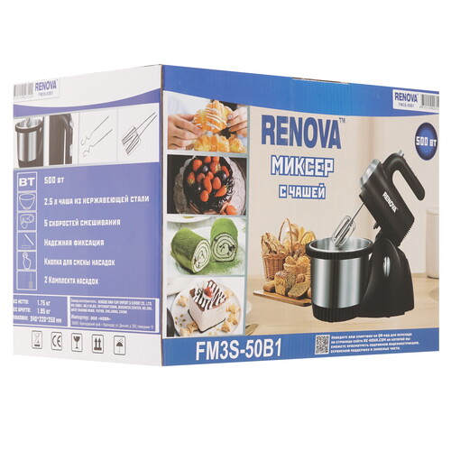 Купить Миксер Renova FM3S-50B1 черный  9207196. Характеристики, отзывы и цены в Донецке