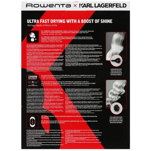 Купить Фен Rowenta x KARL LAGERFELD CV591LF0 черный/красный  5352838. Характеристики, отзывы и цены в Донецке
