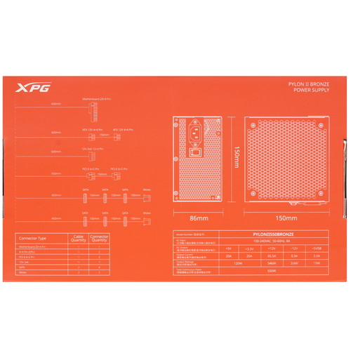 Купить Блок питания ADATA XPG PYLON II BRONZE 550W [PYLONII550B-BKCEU] черный  5624862. Характеристики, отзывы и цены в Донецке
