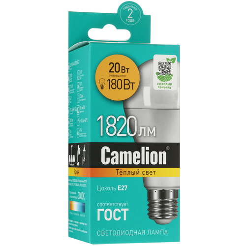 Купить Лампа светодиодная Camelion LED E27/A65/20w/830  5644328. Характеристики, отзывы и цены в Донецке