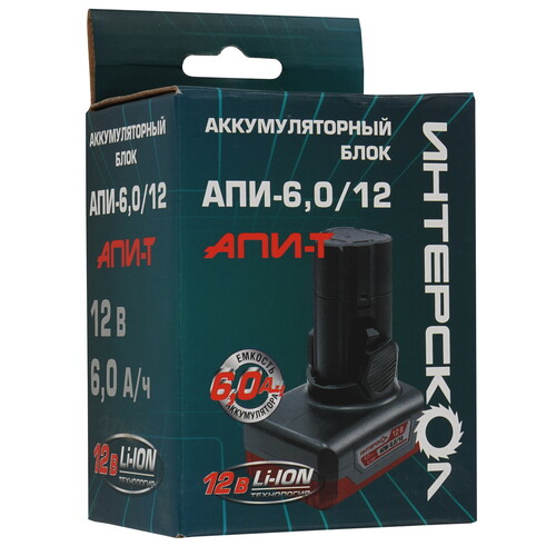 Купить Аккумулятор Интерскол БА-6.0/12 АПИ-Т 12V  9150337. Характеристики, отзывы и цены в Донецке