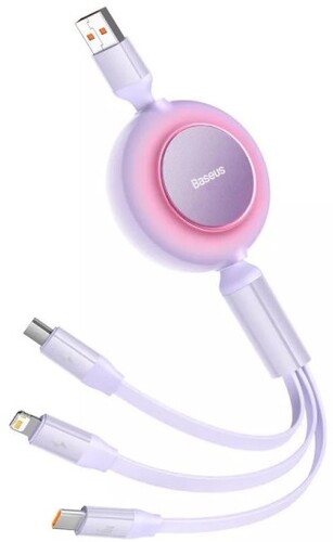 Купить Кабель автосмотка Baseus Lightning 8-pin, micro USB, USB Type-C - USB 2.0 Type-A фиолетовый 1.1 м  5627793. Характеристики, отзывы и цены в Донецке