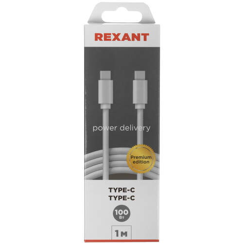 Купить Кабель круглый REXANT USB Type-C - USB Type-C белый 1 м  5479554. Характеристики, отзывы и цены в Донецке