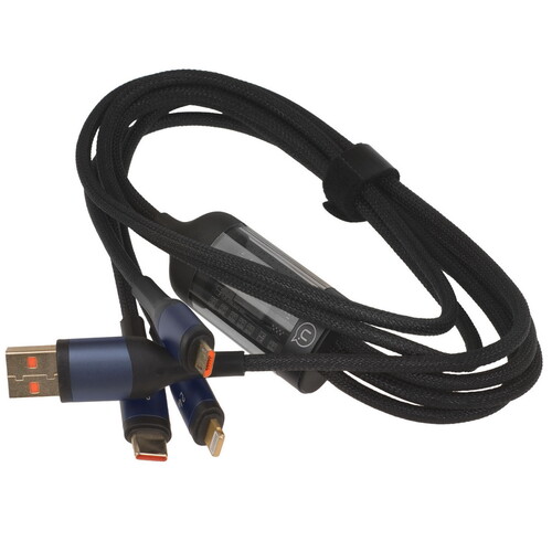 Купить Кабель круглый USAMS Lightning 8-pin, micro USB, USB Type-C - USB 2.0 Type-A черный 1 м  5480413. Характеристики, отзывы и цены в Донецке