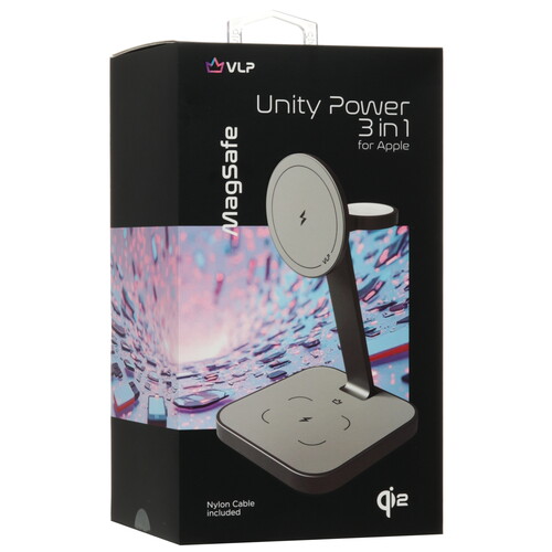 Купить Беспроводное зарядное устройство VLP Unity Power 3 in 1 for Apple серый  9263149. Характеристики, отзывы и цены в Донецке