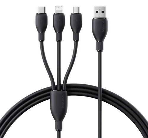 Купить Кабель круглый Baseus Lightning 8-pin, micro USB, USB Type-C - USB 2.0 Type-A черный 0.8 м  5627490. Характеристики, отзывы и цены в Донецке
