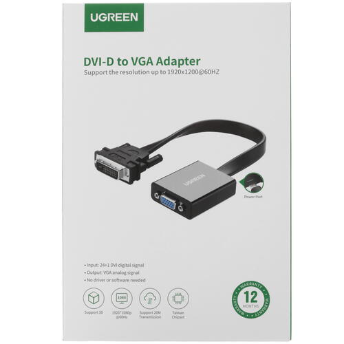 Купить Переходник однонаправленный Ugreen DVI-D - VGA, 0.2 м  4714372. Характеристики, отзывы и цены в Донецке