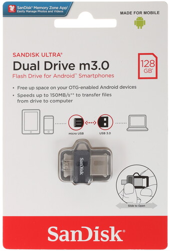 Купить Память OTG USB Flash 128 ГБ SanDisk Ultra Dual m3.0  1227280. Характеристики, отзывы и цены в Донецке