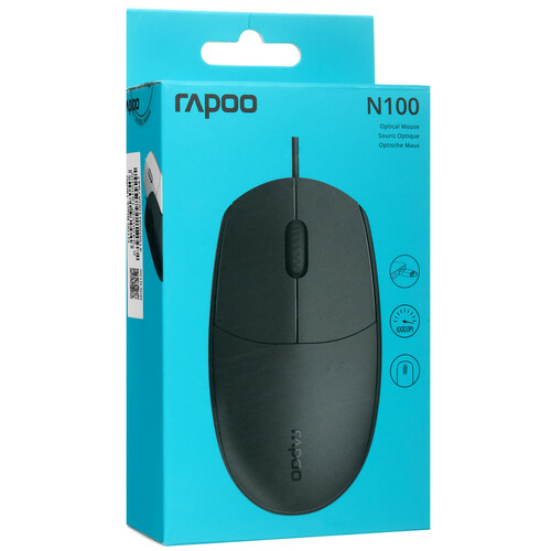 Купить Мышь проводная RAPOO N100  черный  9125989. Характеристики, отзывы и цены в Донецке