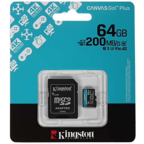 Купить Карта памяти Kingston Canvas Go! Plus microSDXC 64 ГБ  5625008. Характеристики, отзывы и цены в Донецке