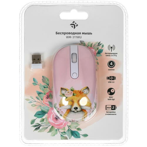 Купить Мышь беспроводная DEXP WM-311WU Fox  белый  1653364. Характеристики, отзывы и цены в Донецке