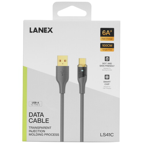 Купить Кабель круглый LANEX USB Type-C - USB 2.0 Type-A черный 1 м  9280469. Характеристики, отзывы и цены в Донецке