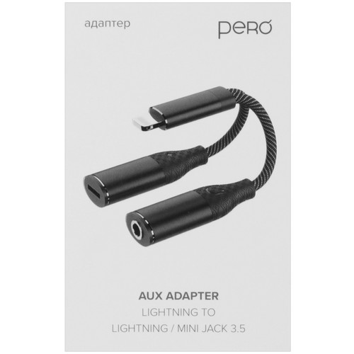 Купить Кабель   PERO Lightning - jack 3.5 мм, Lightning черный  5474195. Характеристики, отзывы и цены в Донецке