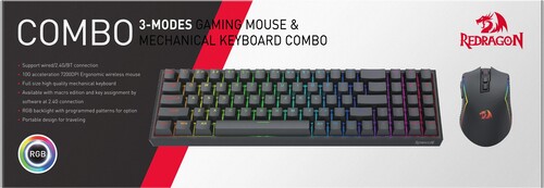 Купить Клавиатура+мышь беспроводная   Redragon S136 черный  9230528. Характеристики, отзывы и цены в Донецке
