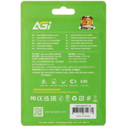 Купить Карта памяти AGI TF138 microSDXC 512 ГБ  5471008. Характеристики, отзывы и цены в Донецке