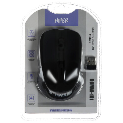 Купить Мышь беспроводная HIPER HOMW-101-BT  черный  5606082. Характеристики, отзывы и цены в Донецке