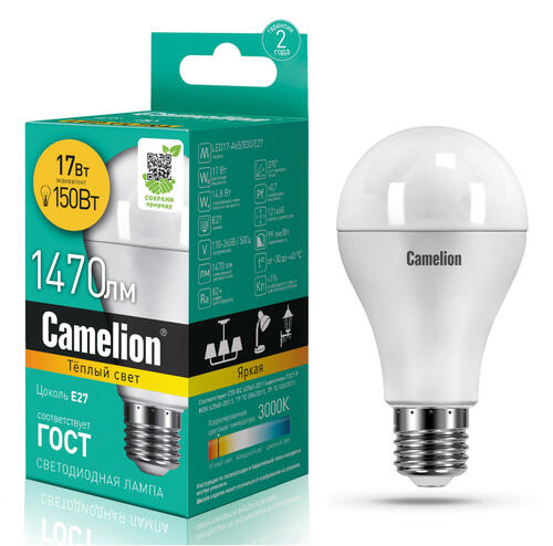 Купить Лампа светодиодная Camelion LED A65-17w-830-E27  1109777. Характеристики, отзывы и цены в Донецке