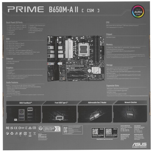 Купить Материнская плата ASUS PRIME B650M-A II-CSM  5420903. Характеристики, отзывы и цены в Донецке