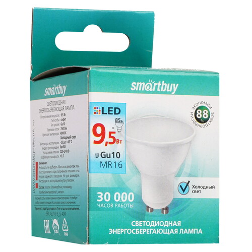 Купить Лампа светодиодная Smartbuy Gu10-9_5W/4000  9192665. Характеристики, отзывы и цены в Донецке