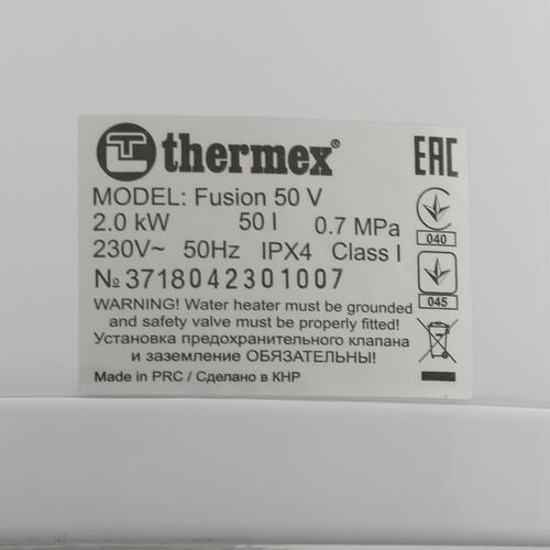 Купить Водонагреватель электрический Thermex Fusion 50V  1233635. Характеристики, отзывы и цены в Донецке