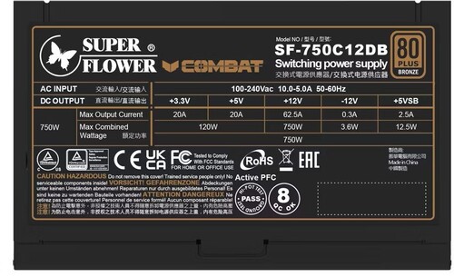 Купить Блок питания Super Flower Combat DB SF-750C12DB  черный  5624491. Характеристики, отзывы и цены в Донецке