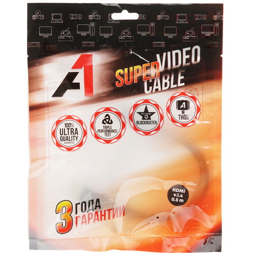 Купить Кабель  A1 HDMI - HDMI, 0.5 м  5617887. Характеристики, отзывы и цены в Донецке