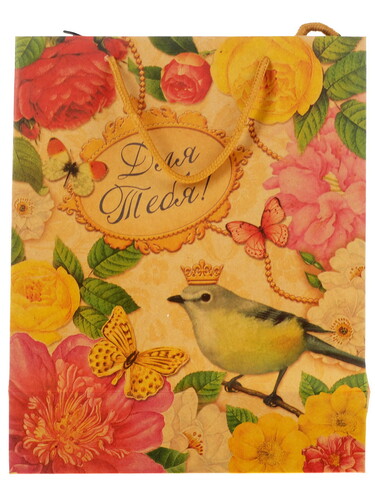 Купить Пакет подарочный Сима-Ленд Цветы с птицами  1005494. Характеристики, отзывы и цены в Донецке