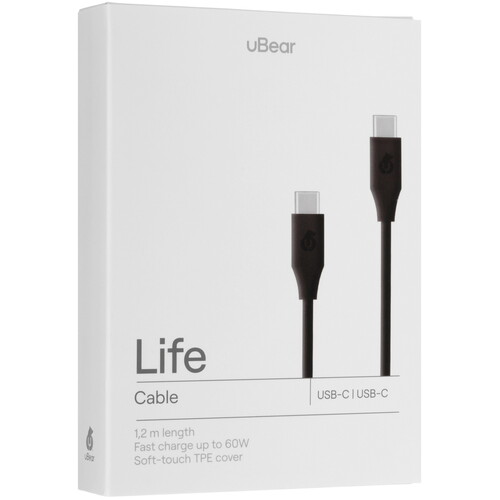 Купить Кабель круглый uBear USB Type-C - USB Type-C черный 1.2 м  5466117. Характеристики, отзывы и цены в Донецке