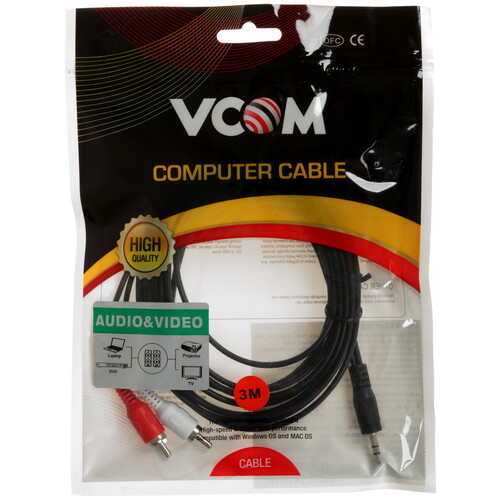 Купить Кабель   VCOM jack 3.5 мм - 2RCA черный  5602644. Характеристики, отзывы и цены в Донецке