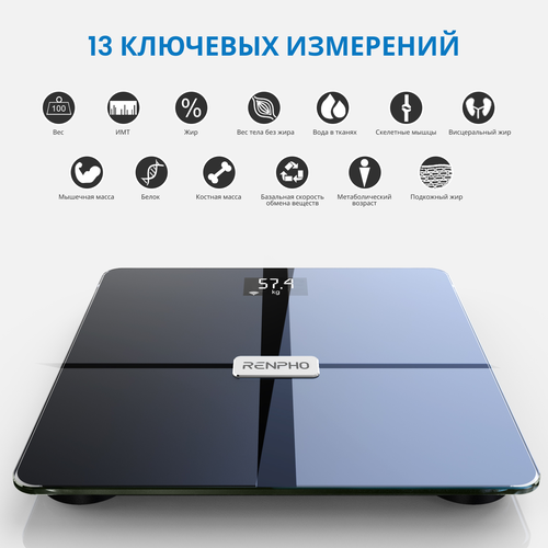 Купить Весы Renpho Elis Aspire WiFi Body Scale ES-WBE28 черный  9163266. Характеристики, отзывы и цены в Донецке