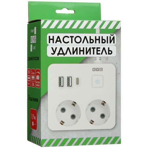 Купить Удлинитель Power Cube PC-1-2M белый  9196400. Характеристики, отзывы и цены в Донецке