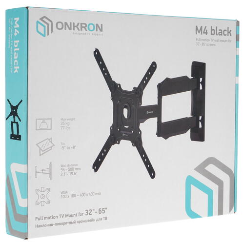 Купить Кронштейн для ТВ ONKRON M4 черный  4830283. Характеристики, отзывы и цены в Донецке