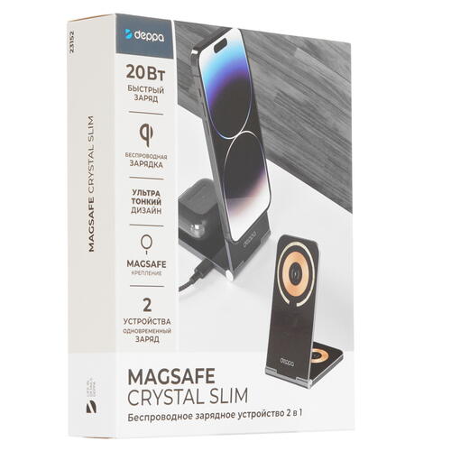 Купить Беспроводное зарядное устройство DEPPA MagSafe Crystal Slim черный  9113521. Характеристики, отзывы и цены в Донецке