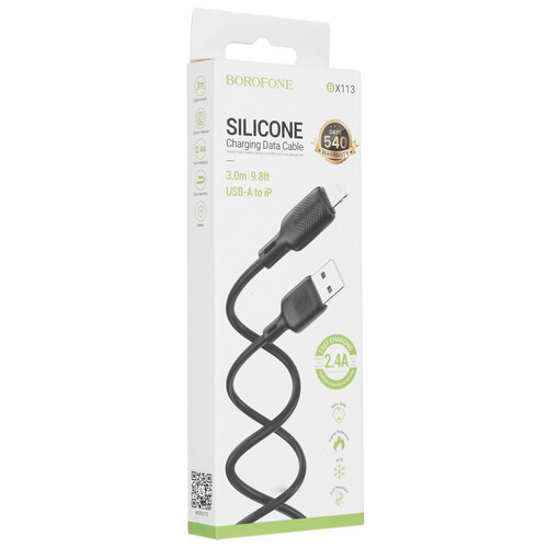 Купить Кабель круглый Borofone Lightning 8-pin - USB 2.0 Type-A черный 3 м  9244379. Характеристики, отзывы и цены в Донецке