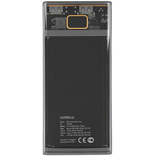 Купить Портативный аккумулятор Rombica NEO Steam Max серый  9153284. Характеристики, отзывы и цены в Донецке