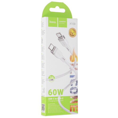 Купить Кабель круглый Hoco USB Type-C - USB Type-C белый 1 м  5603637. Характеристики, отзывы и цены в Донецке