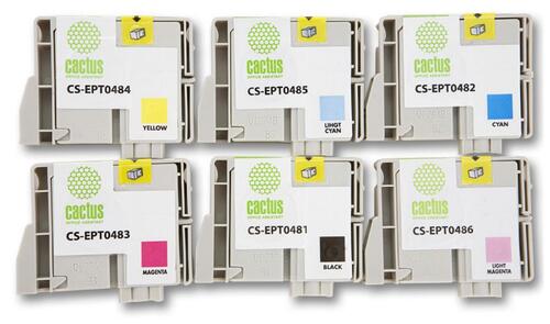 Купить Картридж Cactus CS-EPT0487 голубой, желтый, пурпурный, светло-голубой  7930547. Характеристики, отзывы и цены в Донецке