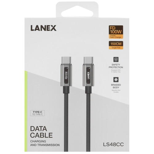 Купить Кабель круглый LANEX USB Type-C - USB Type-C черный 1.5 м  9280476. Характеристики, отзывы и цены в Донецке