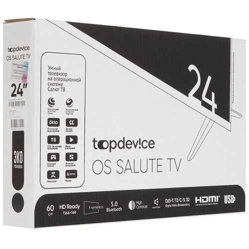 Купить 24" (60 см) Телевизор Topdevice TDTV24CS08H белый  9239241. Характеристики, отзывы и цены в Донецке