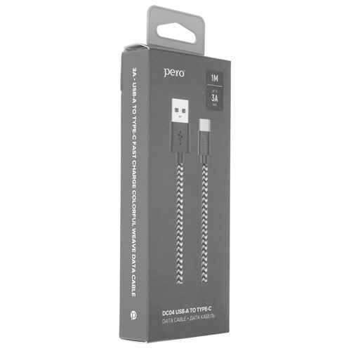 Купить Кабель круглый PERO USB Type-C - USB 2.0 Type-A серый 1 м  5048616. Характеристики, отзывы и цены в Донецке
