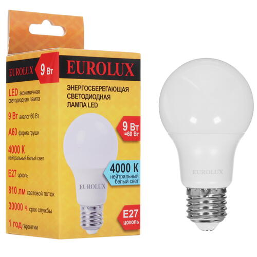 Купить Лампа светодиодная Eurolux LL-E-A60-9W-230-4K-E27  5401692. Характеристики, отзывы и цены в Донецке
